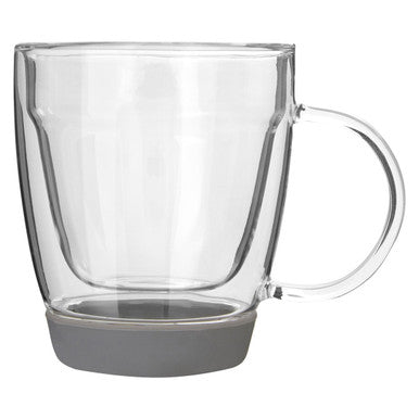 Amari Clear Glass 220ml Mug with Grey Silicone Base