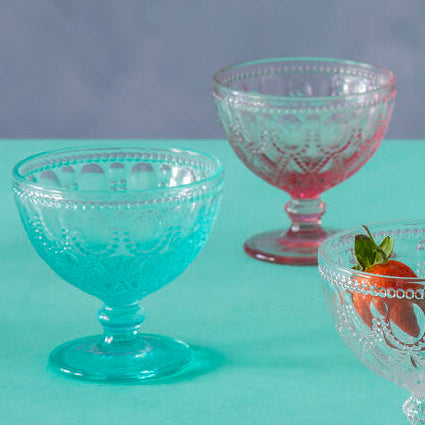 Fleur Set Of Two Blue Glass Sundae Dishes