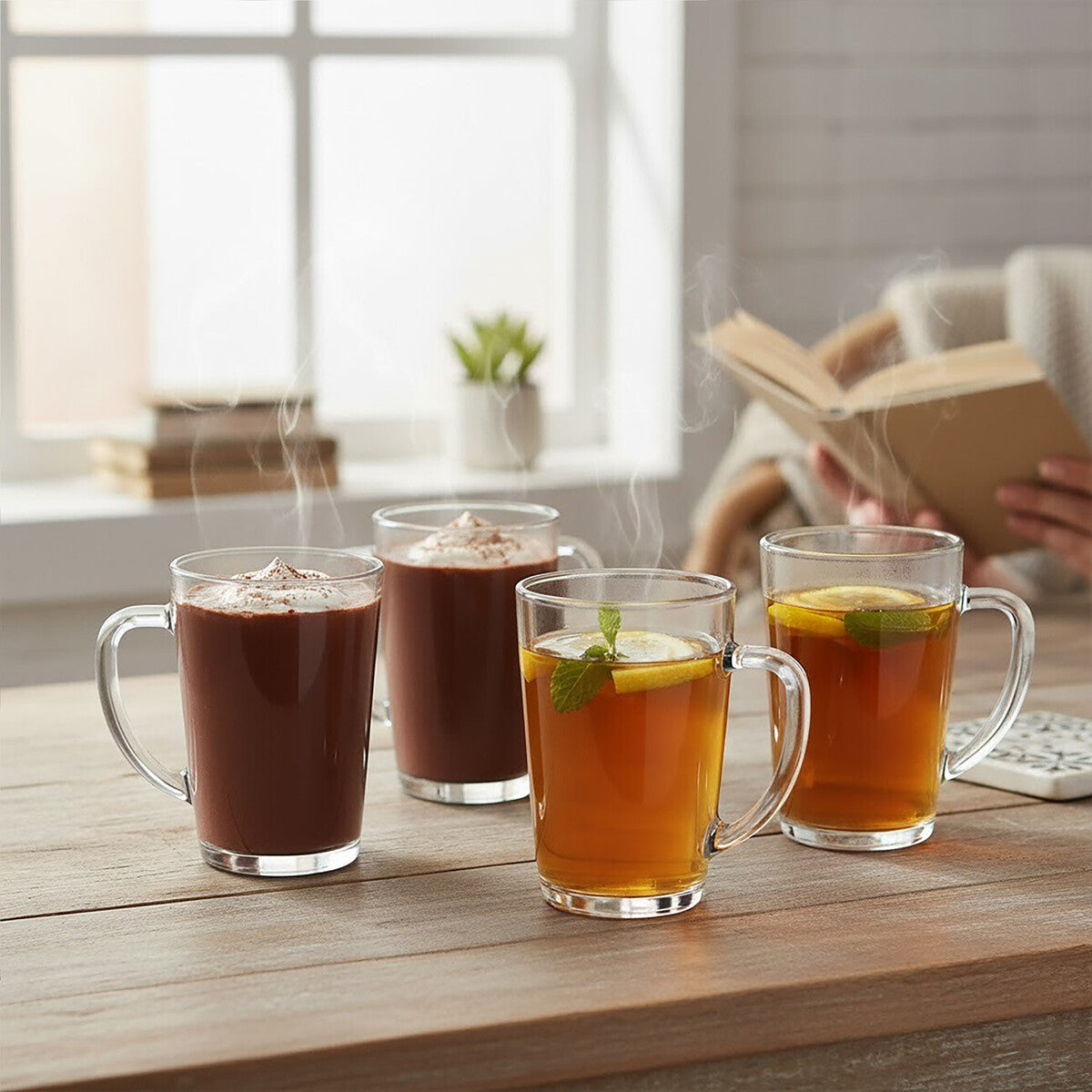 Clear Tall Glass Mugs Set of 4 | Euri