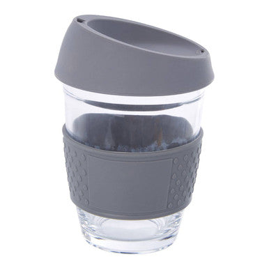 Glass Mug with Grey Silicone Band Lid | Mimo