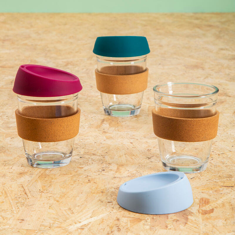 Mimo Glass Mug With Light Blue Silicone Lid