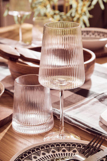 Set of Four Ribbed Wine Glasses 430ml | Eldon