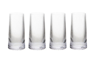 Set of Four Ribbed Hi Ball Glasses | Eldon