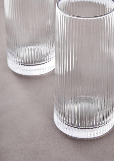 Set of Four Ribbed Hi Ball Glasses | Eldon