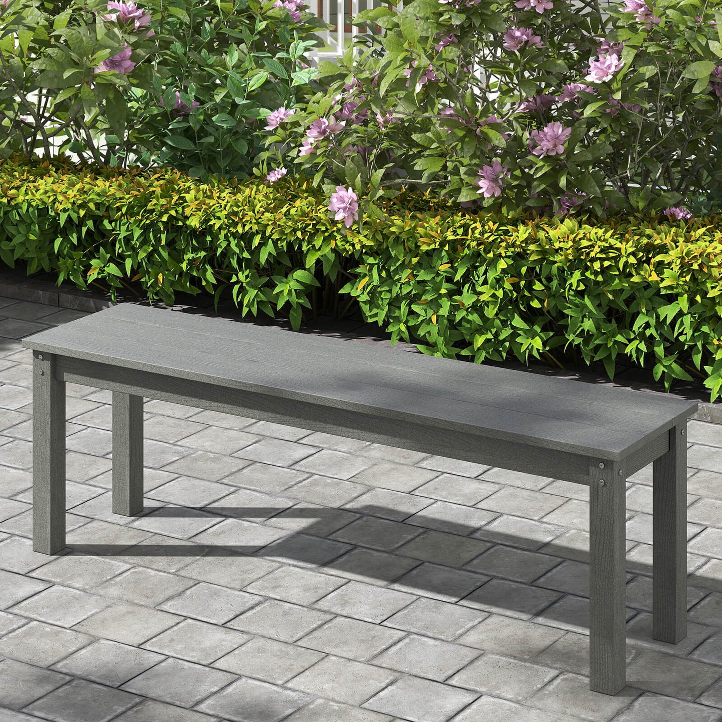 140CM HDPE Outdoor Bench Backless Patio Garden Bench for 2-3 People-Black