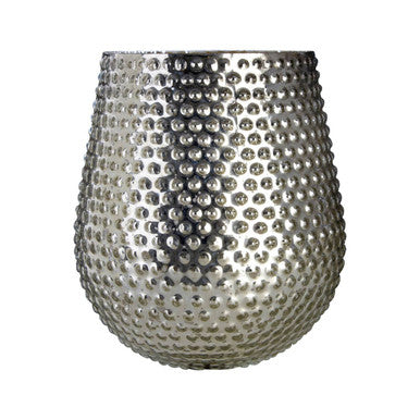 Complements Silver Large Glass Candle Holder