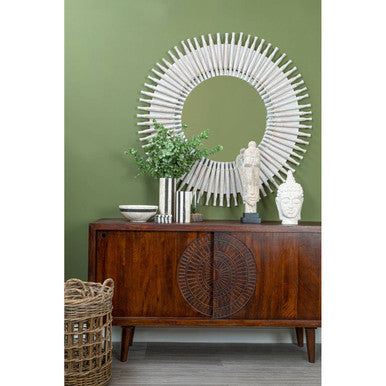 Fausto Mango Wood White Brushed Finish Buddha Head