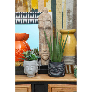 Fausto Mango Wood White Brushed Finish Buddha Head