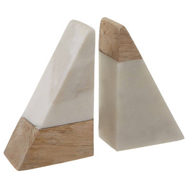 Sena White Marble And Mango Wood Bookends