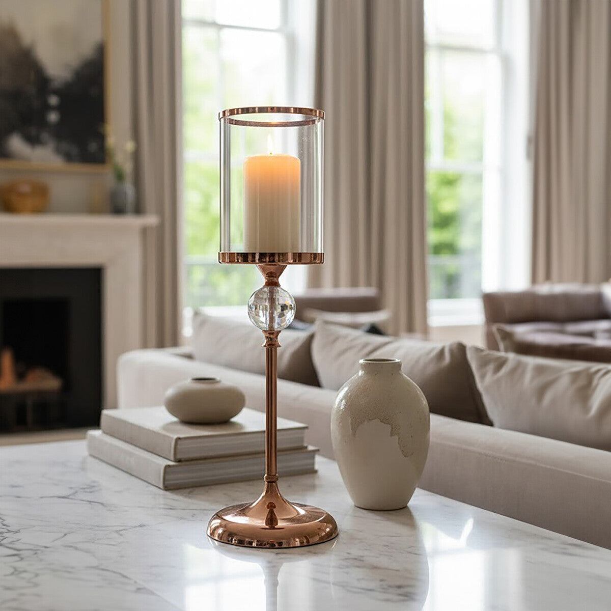 Kensington Townhouse Small Crystal Pillar Candle Holder