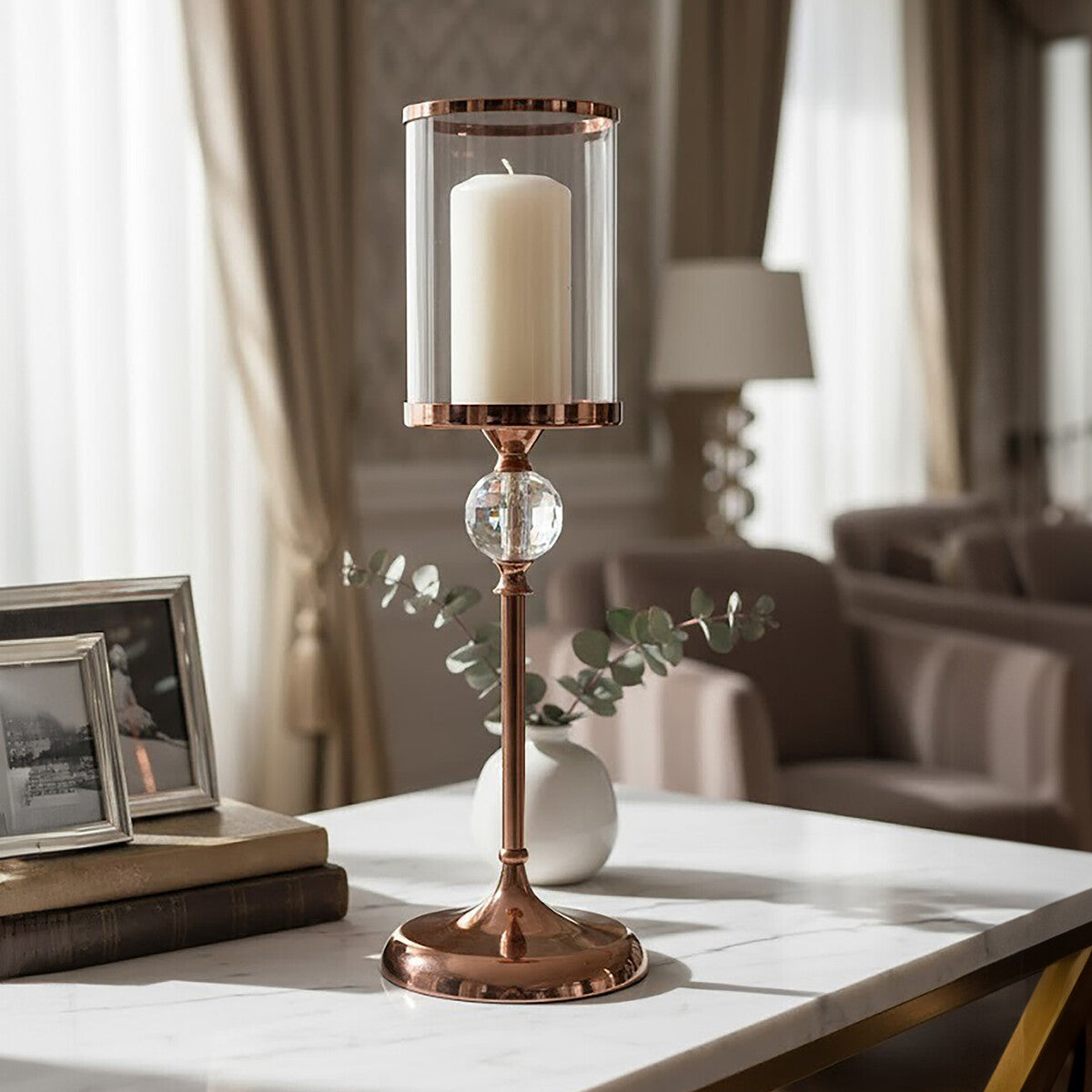 Kensington Townhouse Small Crystal Pillar Candle Holder