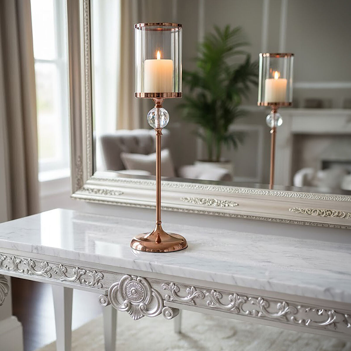 Kensington Townhouse Large Crystal Pillar Candle Holder