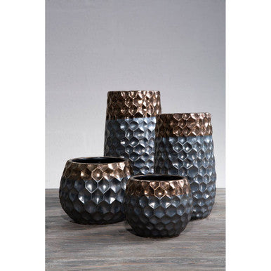 Galaxy Small Ceramic Planter with Metallic Finish