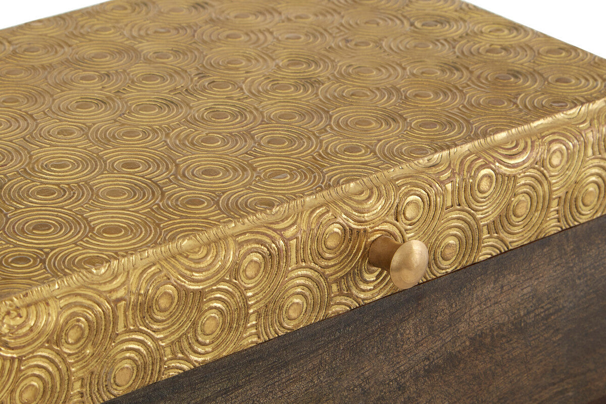 Bowerbird Gold Disc Design Large Trinket Box