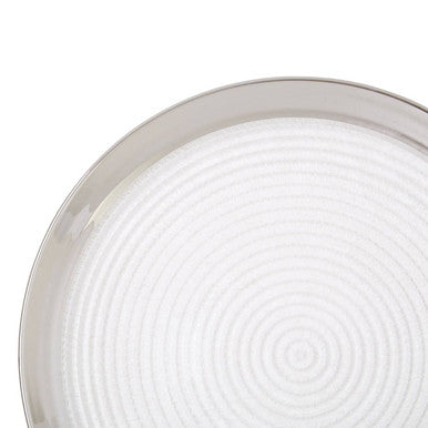 Ida Embossed Glass Coupe Dinner Plate with Silver Rim