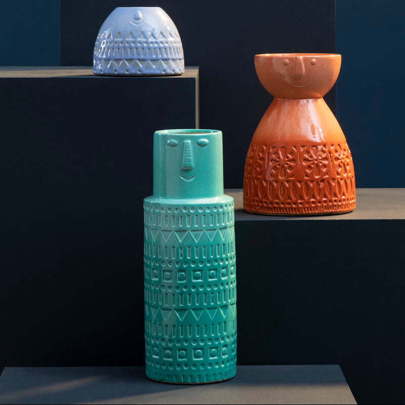 Visage Large Aqua Face Vase
