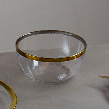 Ida Textured Glass Bowl With Gold Rim