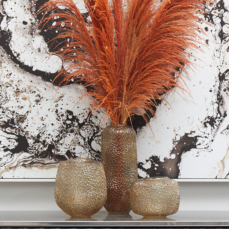 Colbie Small Embossed Amber Glass Vase