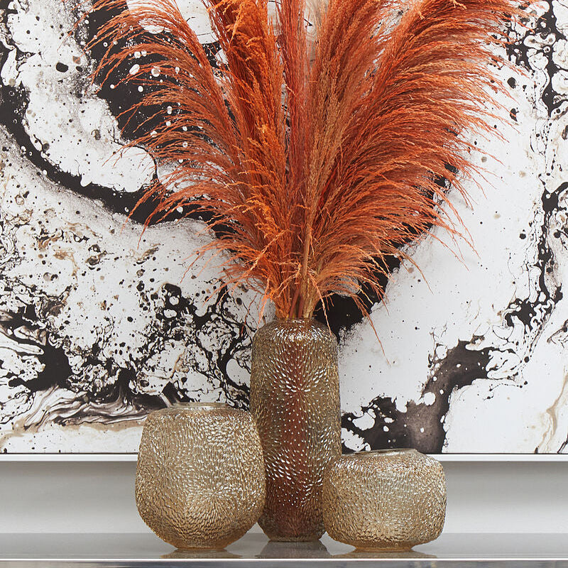 Colbie Medium Embossed Amber Glass Vase