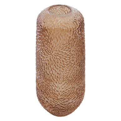 Large Embossed Amber Glass Vase | Colbie
