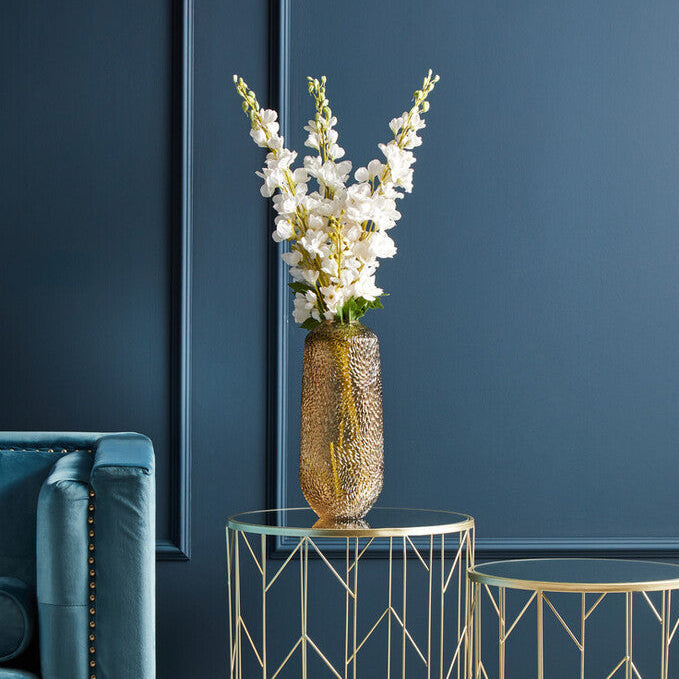 Large Embossed Amber Glass Vase | Colbie