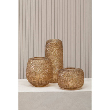 Large Embossed Amber Glass Vase | Colbie