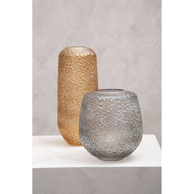 Large Embossed Amber Glass Vase | Colbie