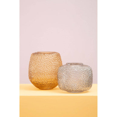 Colbie Small Embossed Grey Glass Vase