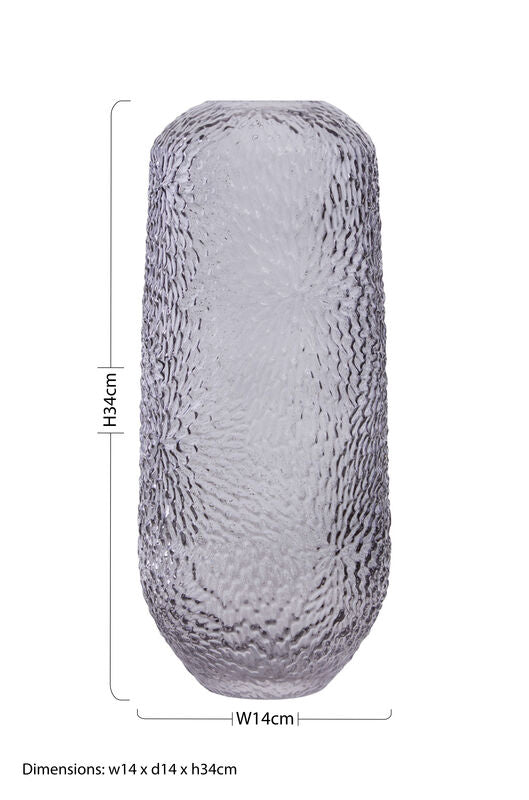 Colbie Large Embossed Grey Glass Vase