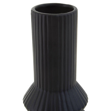 Black Ribbed Vase | Fabia