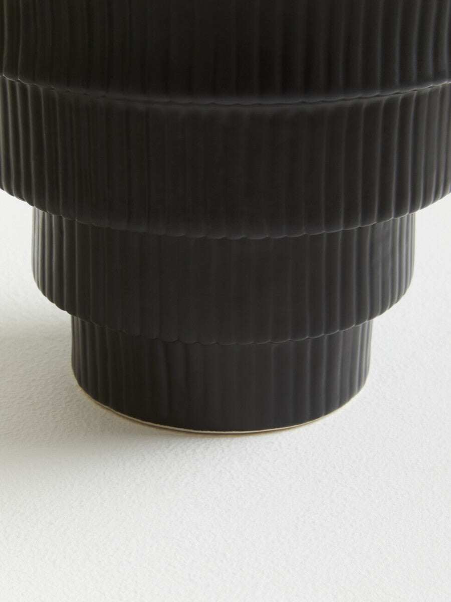 Fabia Black Large Step Design Vase