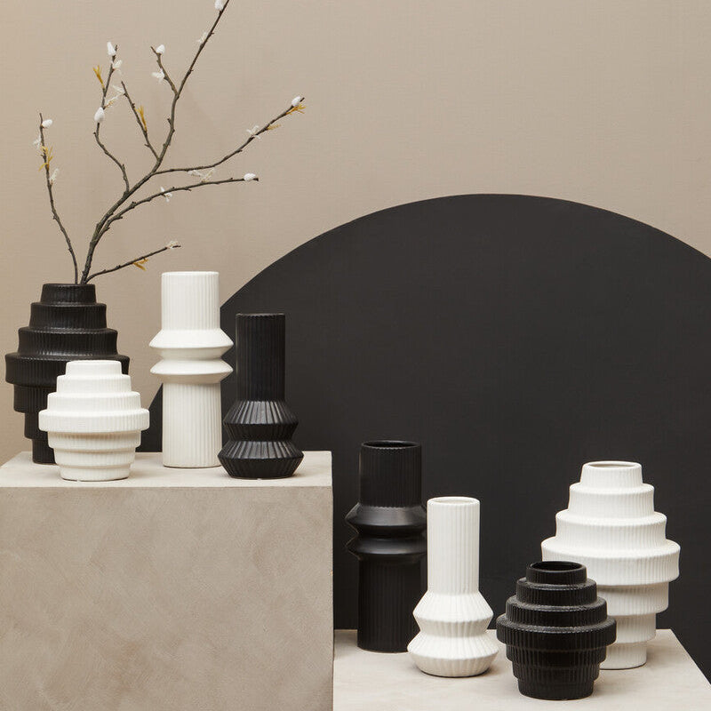 Fabia Black Large Step Design Vase