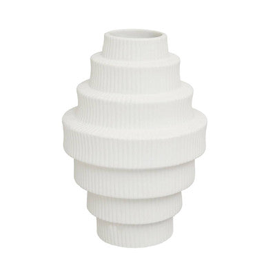 White Large Step Design Vase | Fabia