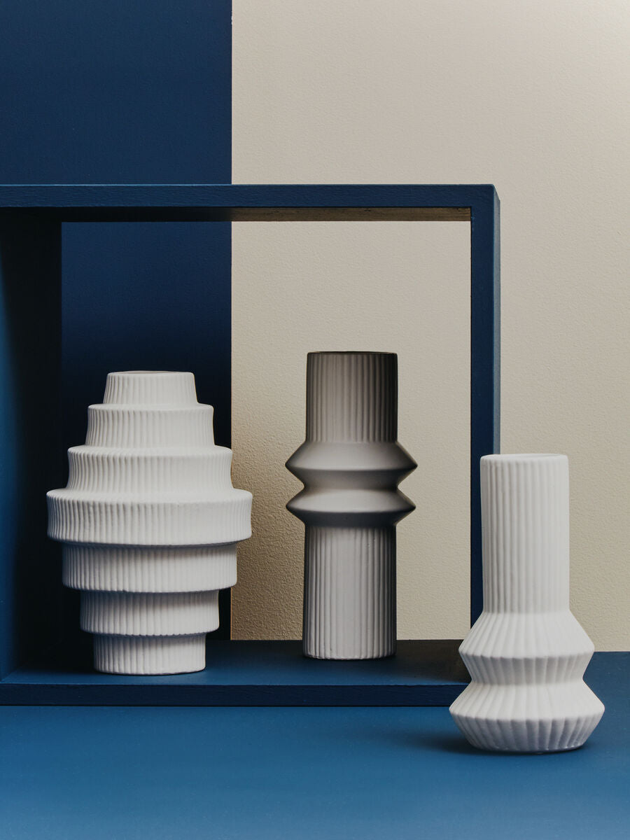 White Large Step Design Vase | Fabia