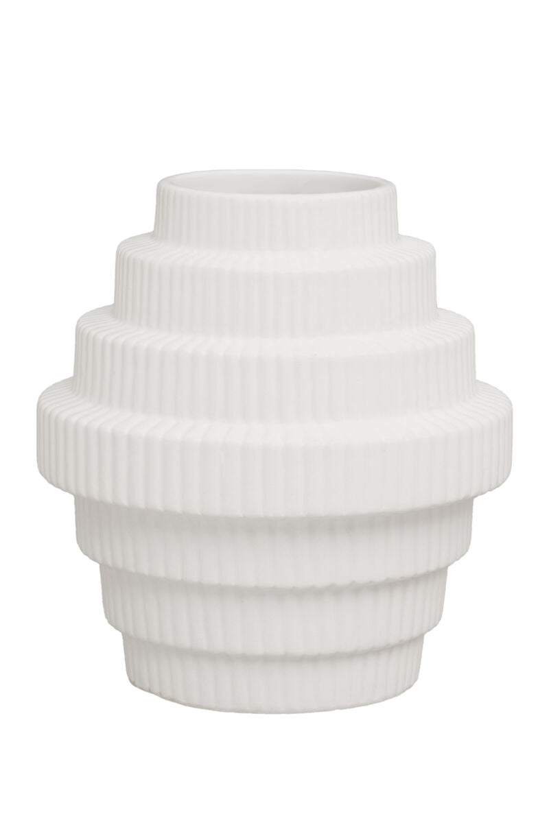 White Small Step Design Vase | Fabia