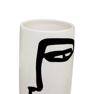Small Black and White Face Vase | Viso