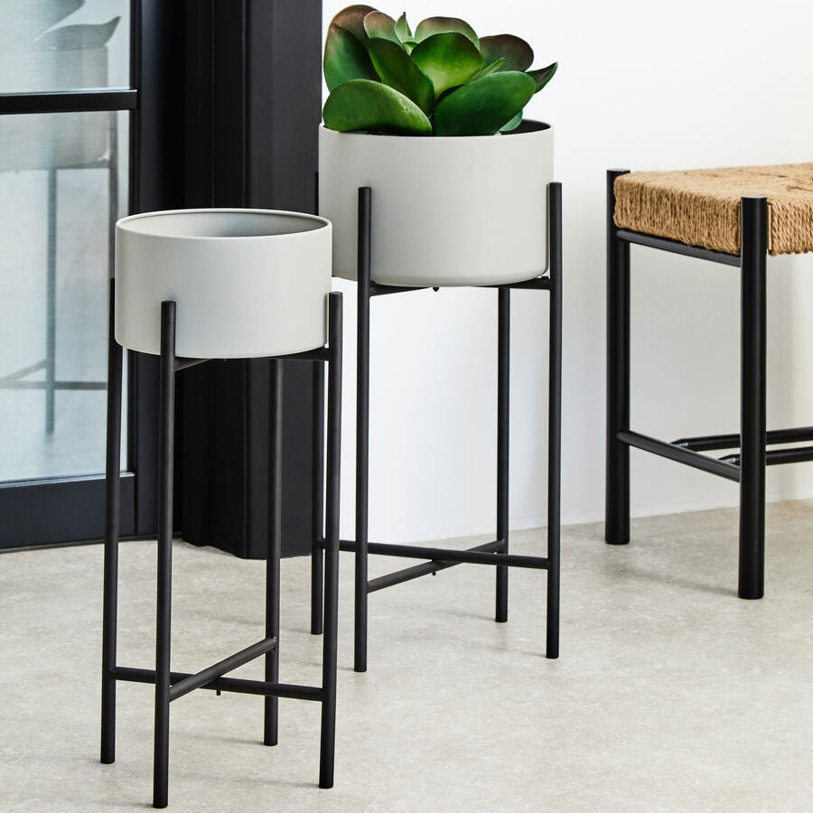 Trosa Large Grey And Black Floor Standing Planter