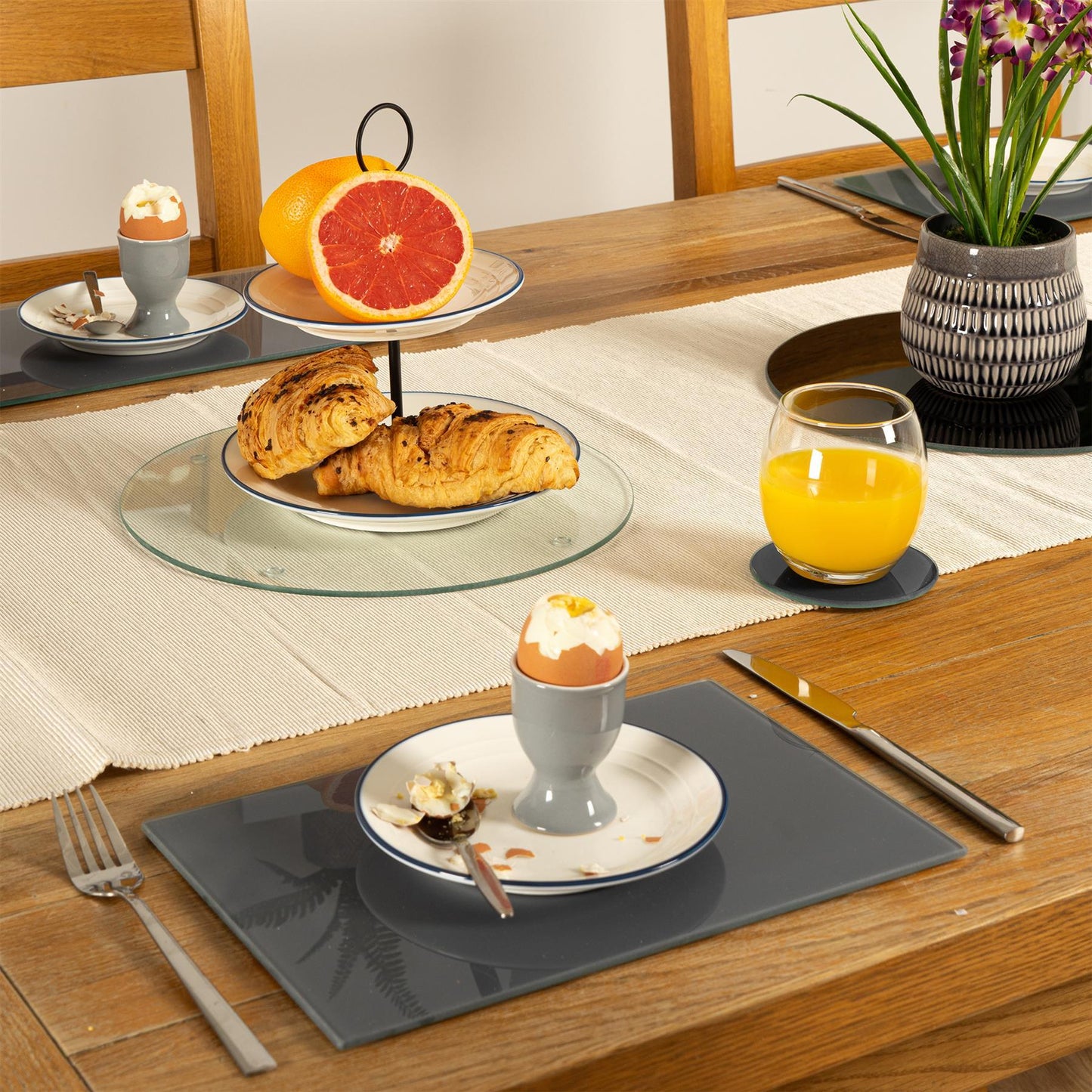 12pc Round Glass Placemats & Coasters Set