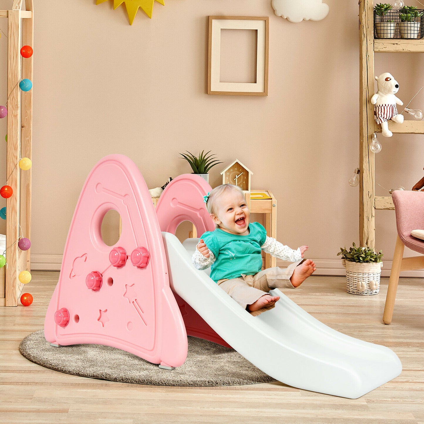 Kids Slide Playground Garden Climber Slide Set Children Baby Toys Out / Indoor-Blue