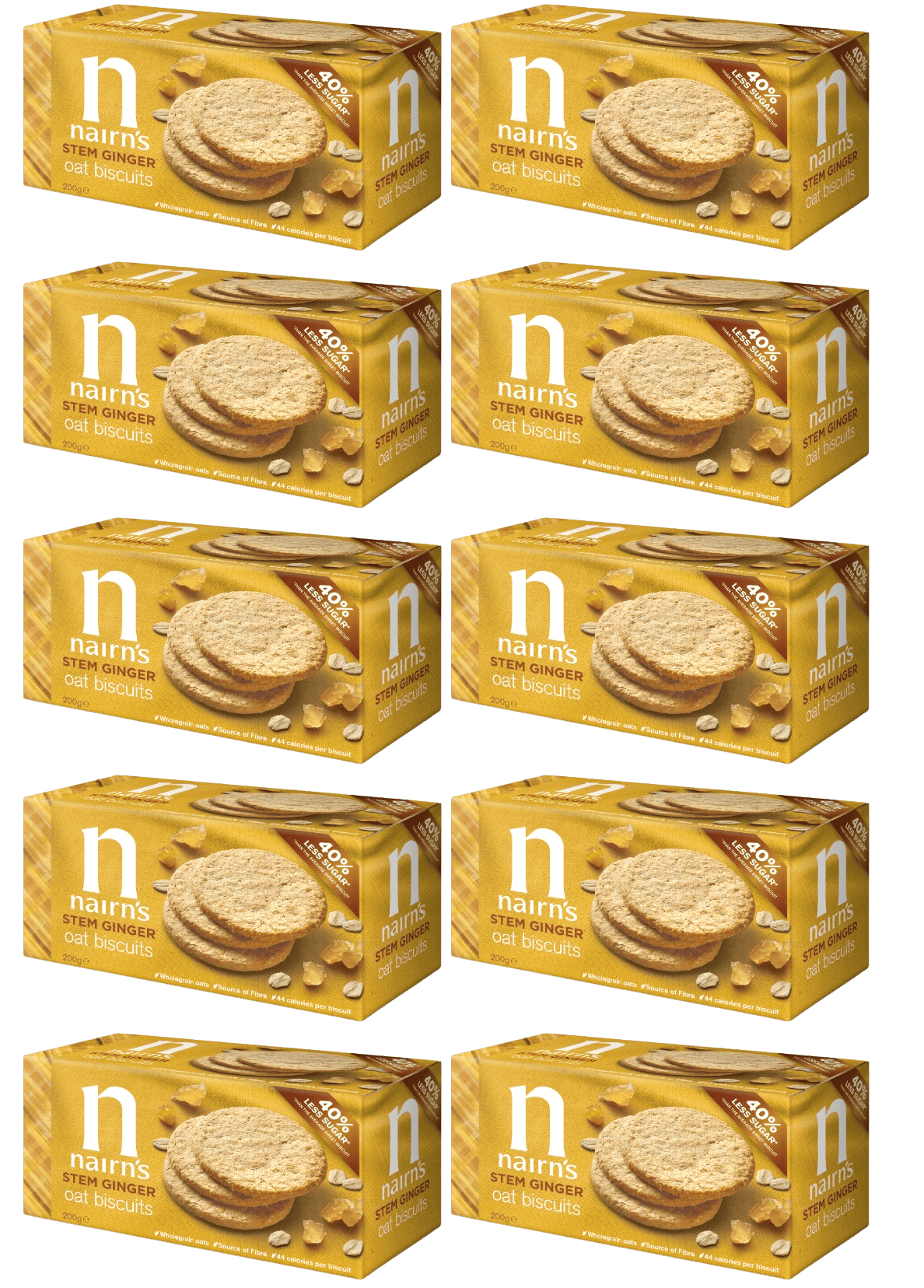 10 x Nairn's Stem Ginger Oat Biscuit - 200g