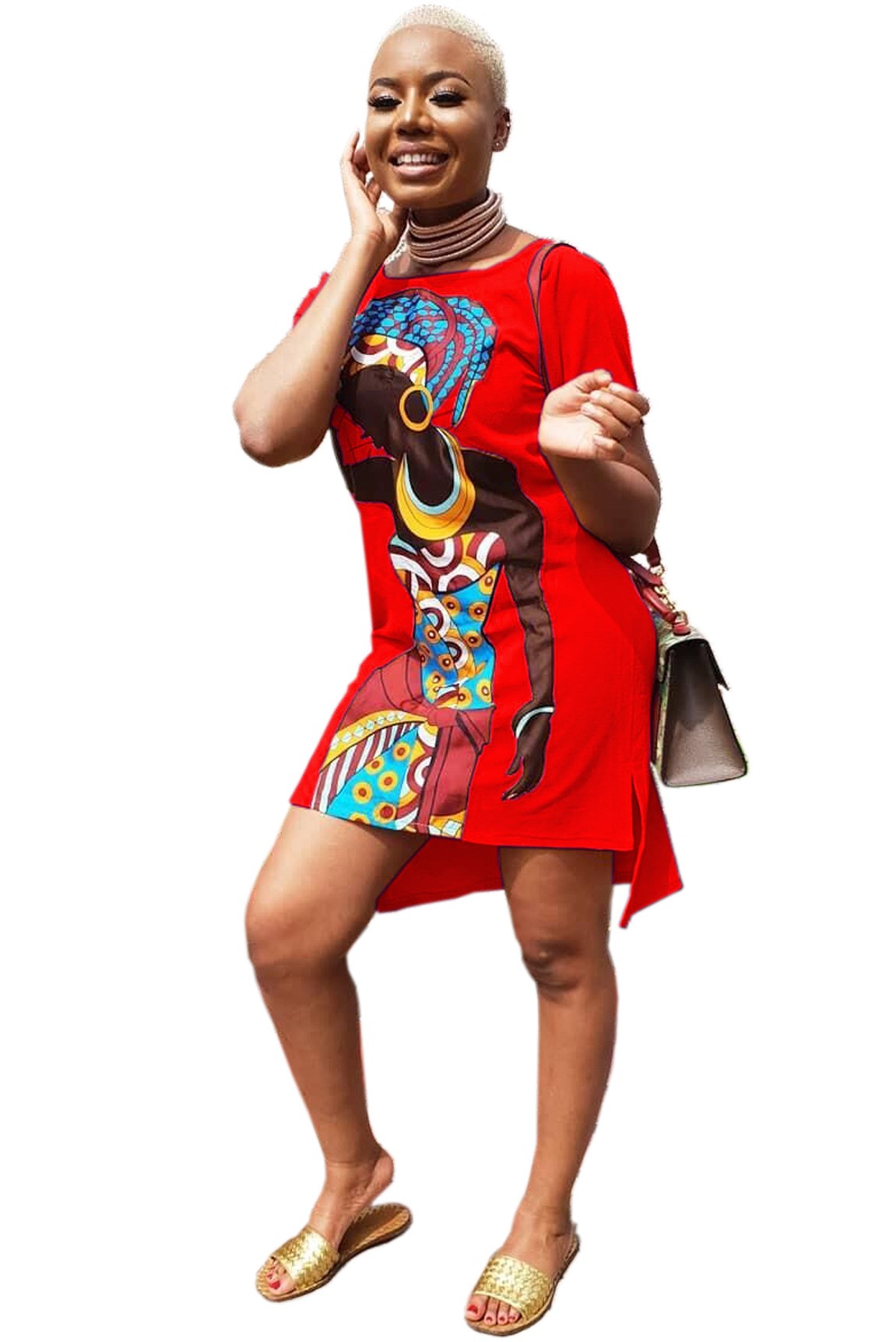 Dress sexy print slim V-neck / плат⫽е / women''s dress