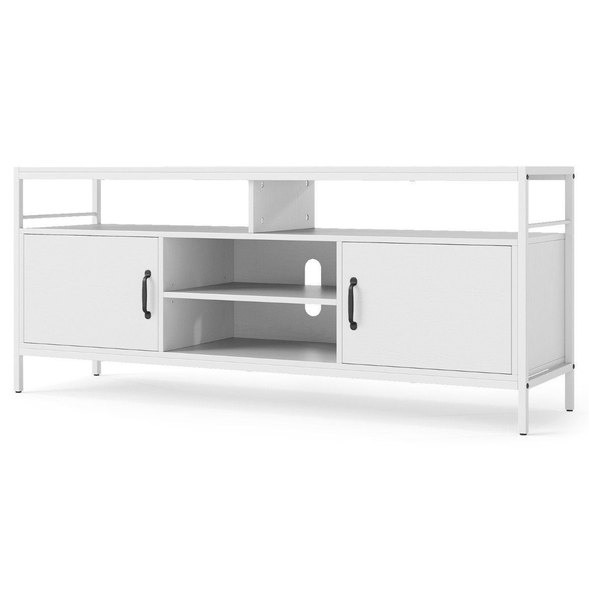 147 cm Industrial TV Stand with Adjustable Shelf for TVs up to 65"-Rustic Brown