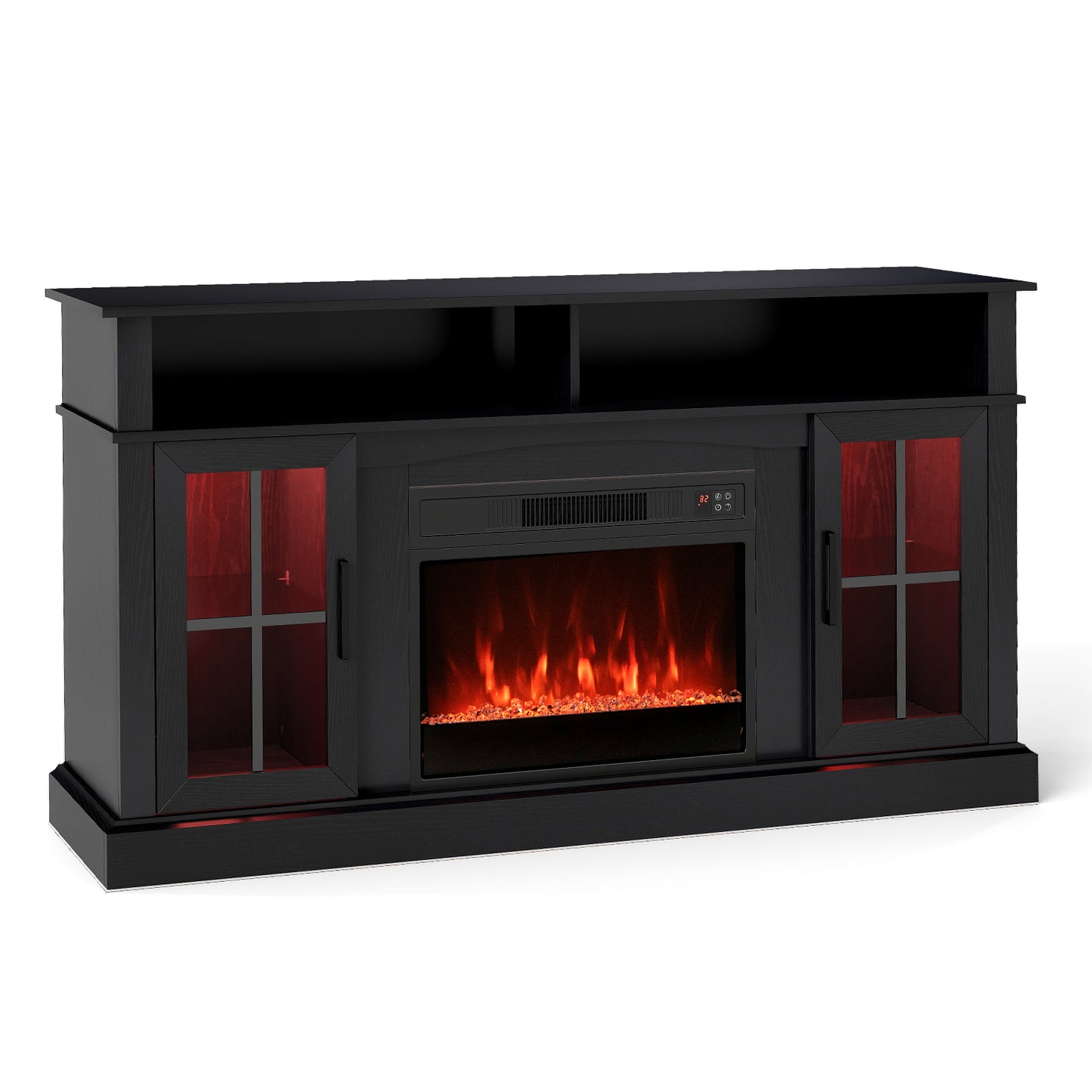 148cm Fireplace TV Stand with LED Lights Entertainment Center for 65 Inch TV-Brown