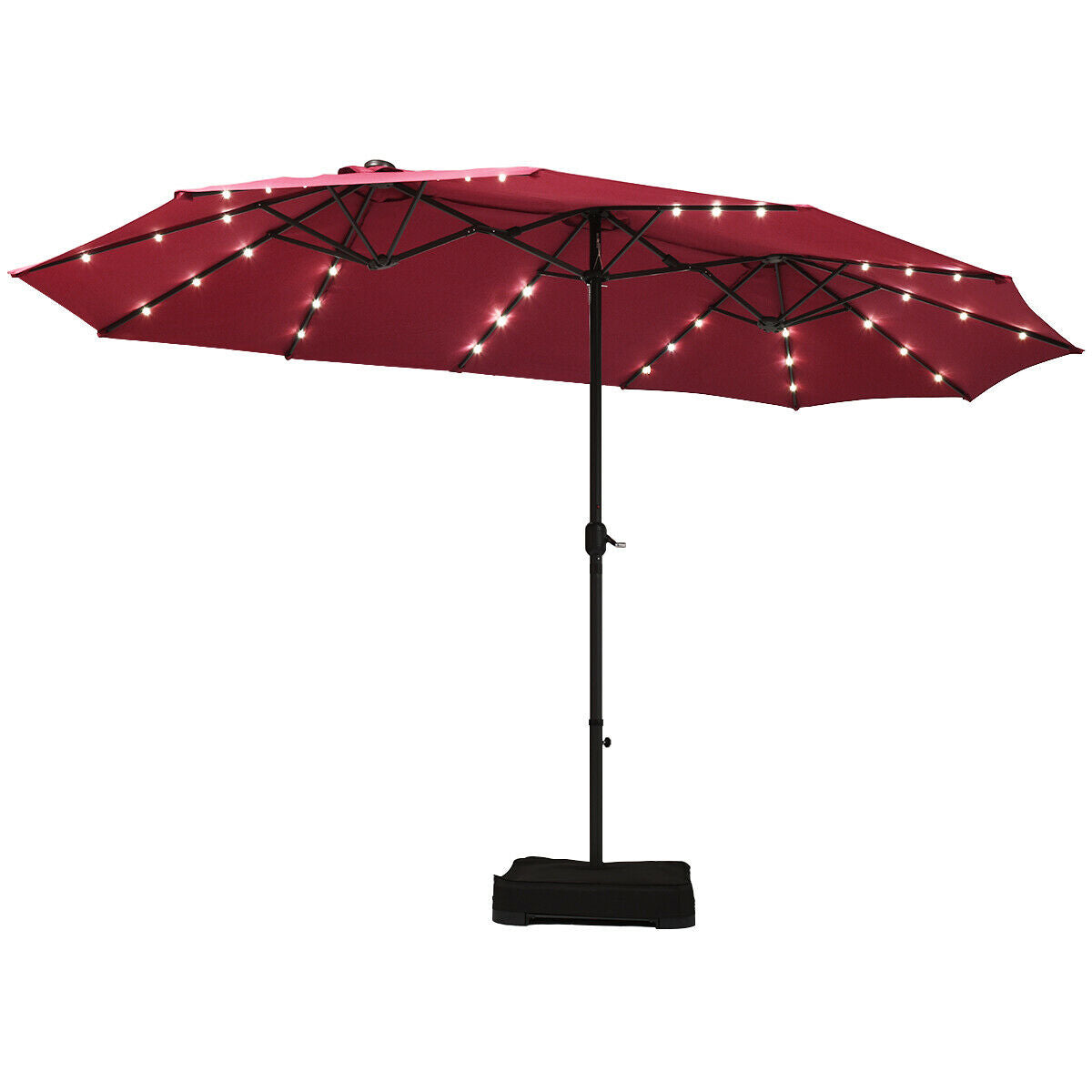 Extra Large LED Patio Double-Sided Umbrella Crank Parasol-Orange