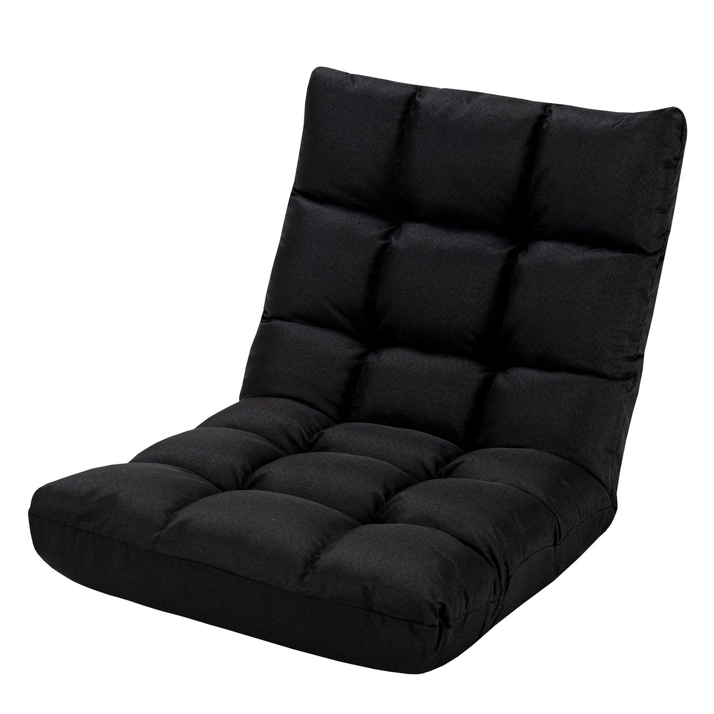 14-Position Adjustable Floor Chair with High Resilience Sponge-Black