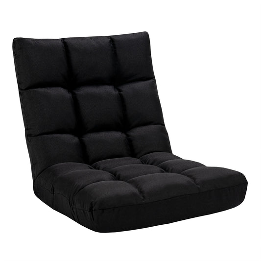 14-Position Adjustable Floor Chair with High Resilience Sponge-Black