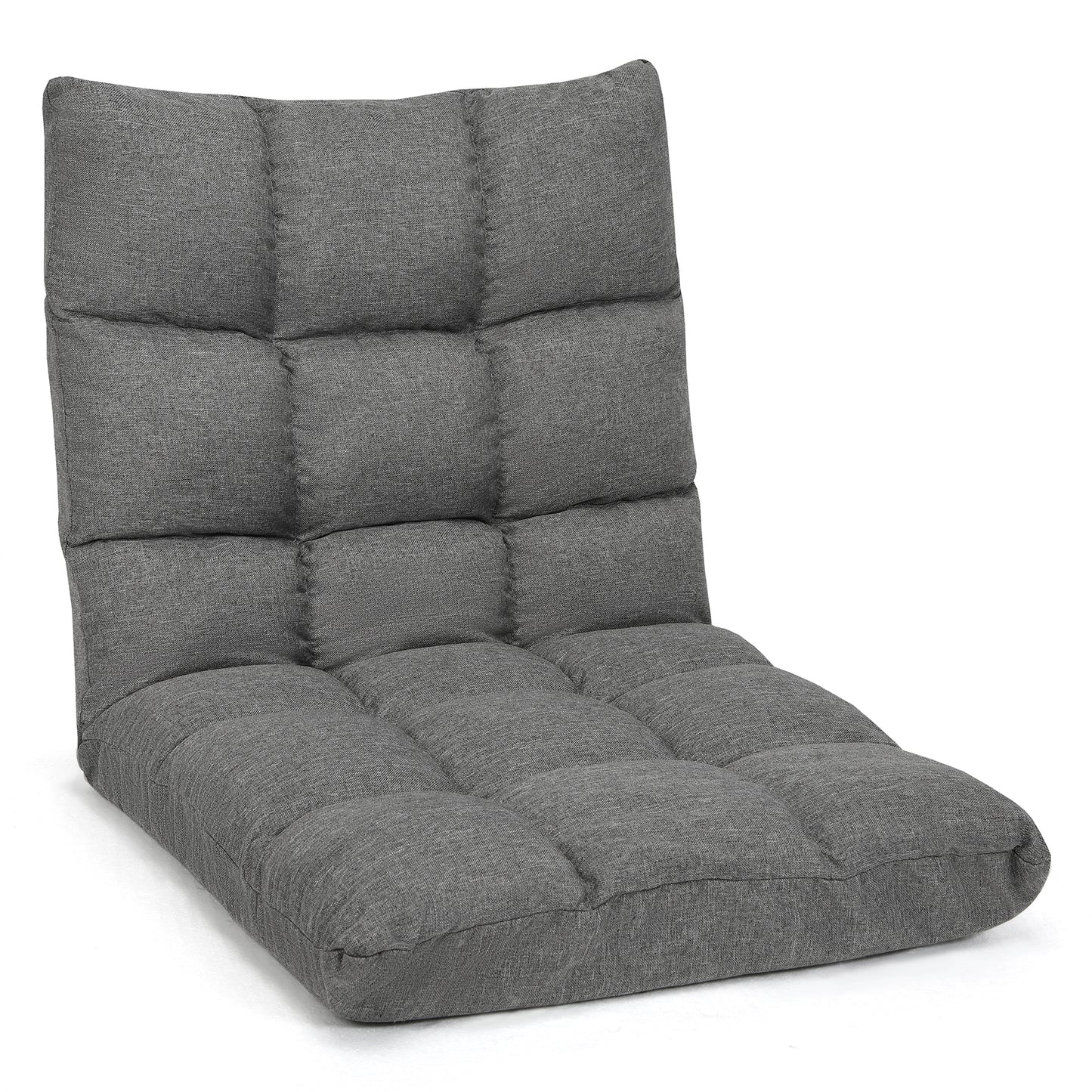 14-Position Adjustable Floor Chair with High Resilience Sponge-Black