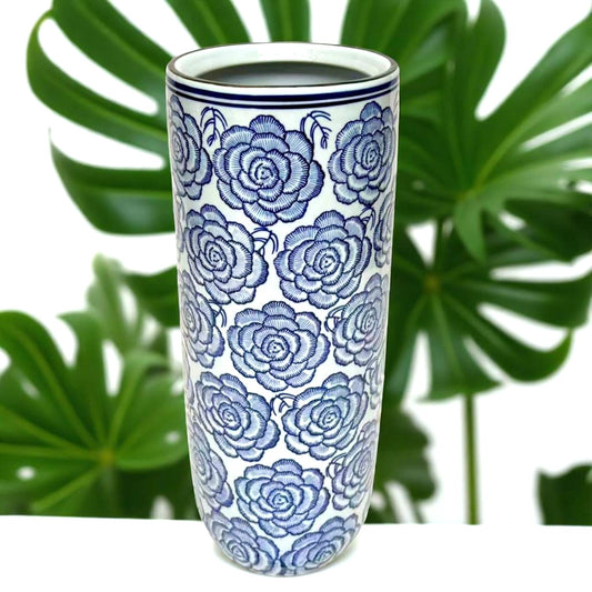 18" UMBRELLA STAND - Blue Flowers