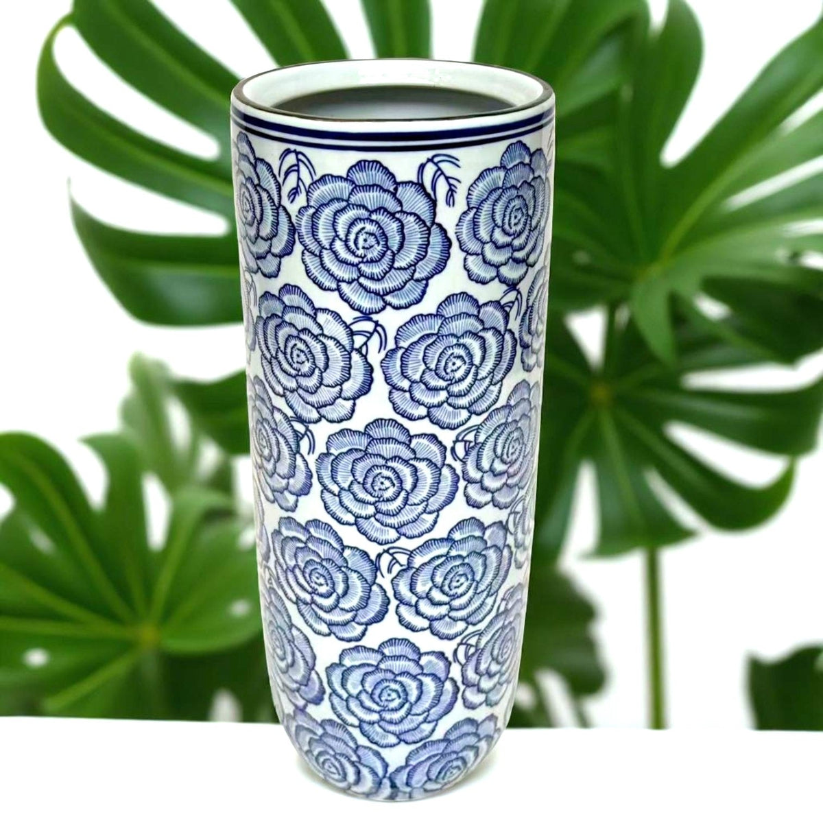 18" UMBRELLA STAND - Blue Flowers