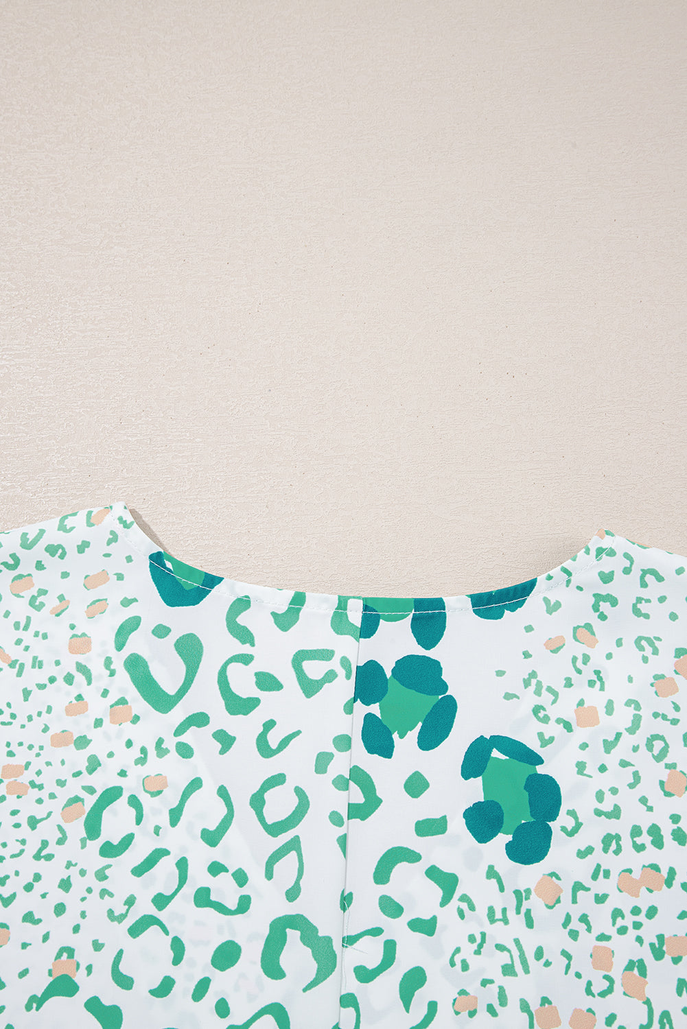 Sky Blue Mixed Leopard Print V Neck Short Sleeve Blouse